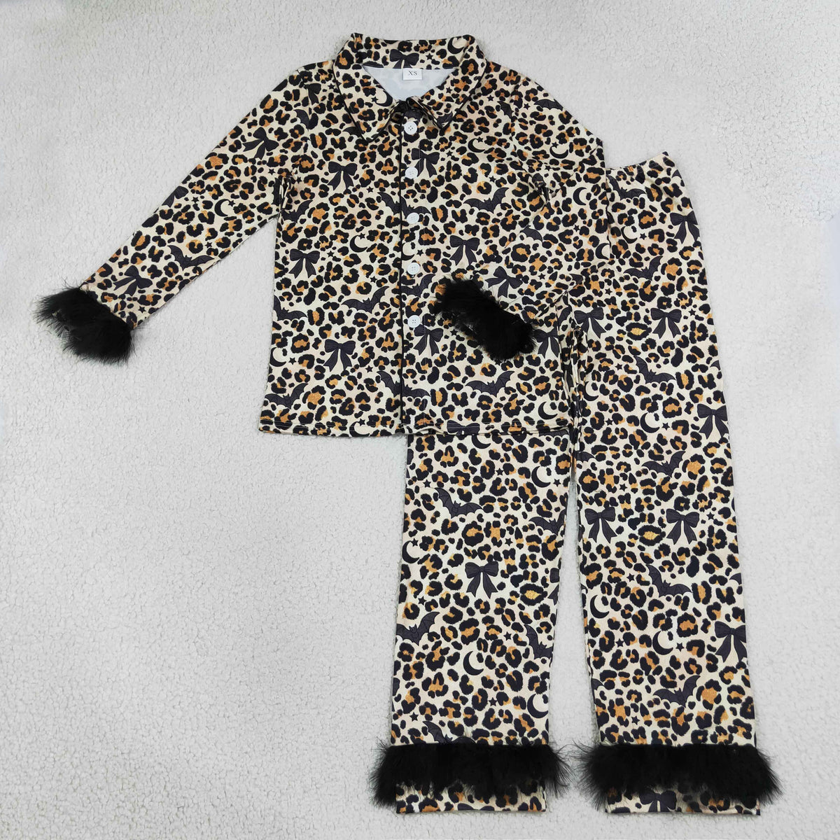 Halloween Bats Bows Black Fether Mommy and Me Matching Clothes Pajamas