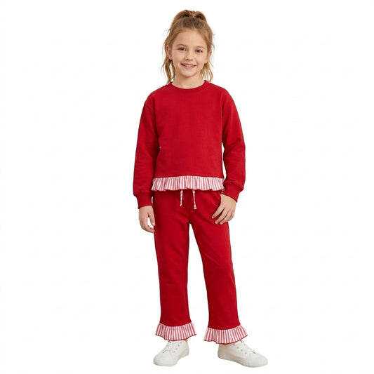 GLP3648 Christmas Solid Color Cotton Girls Set
