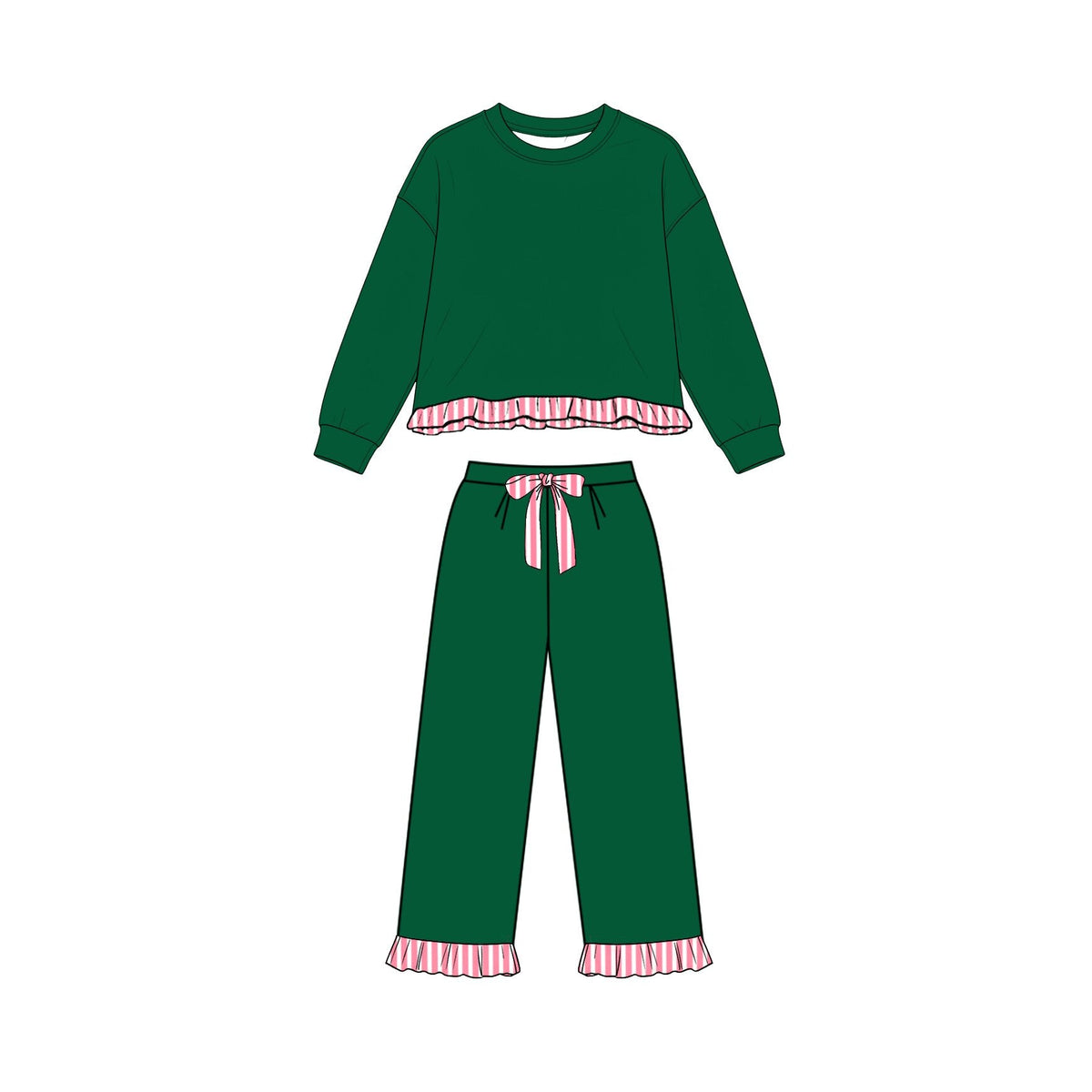 Preorder MOQ 5 Pcs Each Style Christmas Solid Color Thick Cotton Sweatshirt Girls Outfits 202608