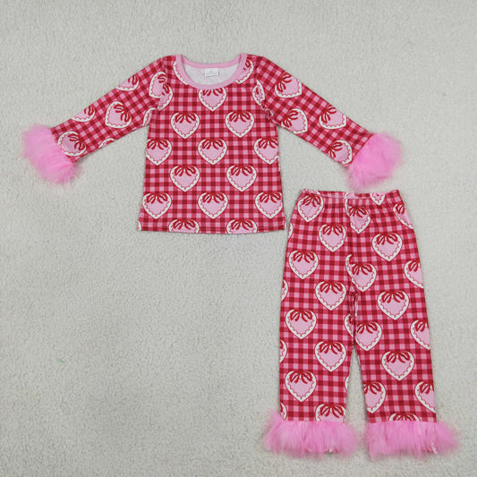 GLP3669 Valentine's Day Love Bows Feather Girls Pajamas Outfits