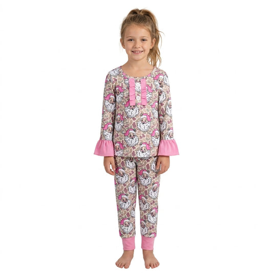 GLP3734 Christmas Santa Camo Pink Girls Pajamas Outfits