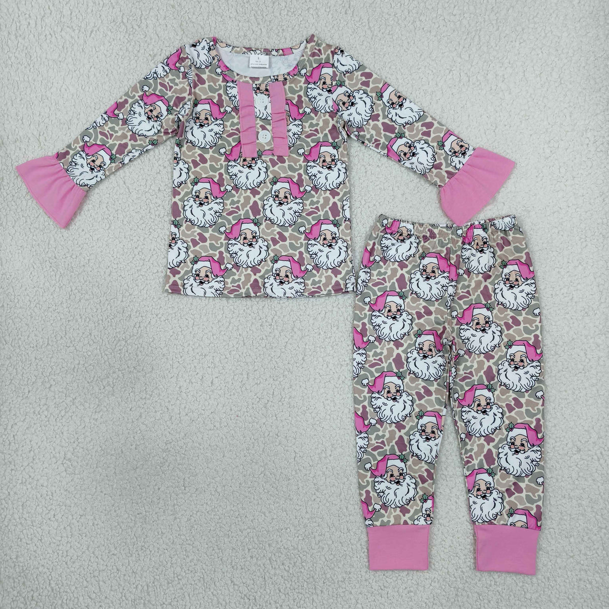 GLP3734 Christmas Santa Camo Pink Girls Pajamas Outfits