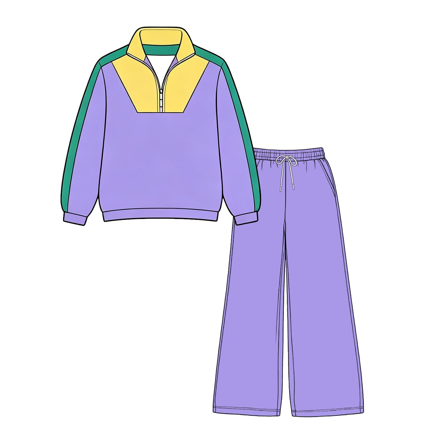 Preorder MOQ 5 pcs GLP3827 Mardi Gras Solid Color Adult Women's Zipper Pullover Yoga Set 202609