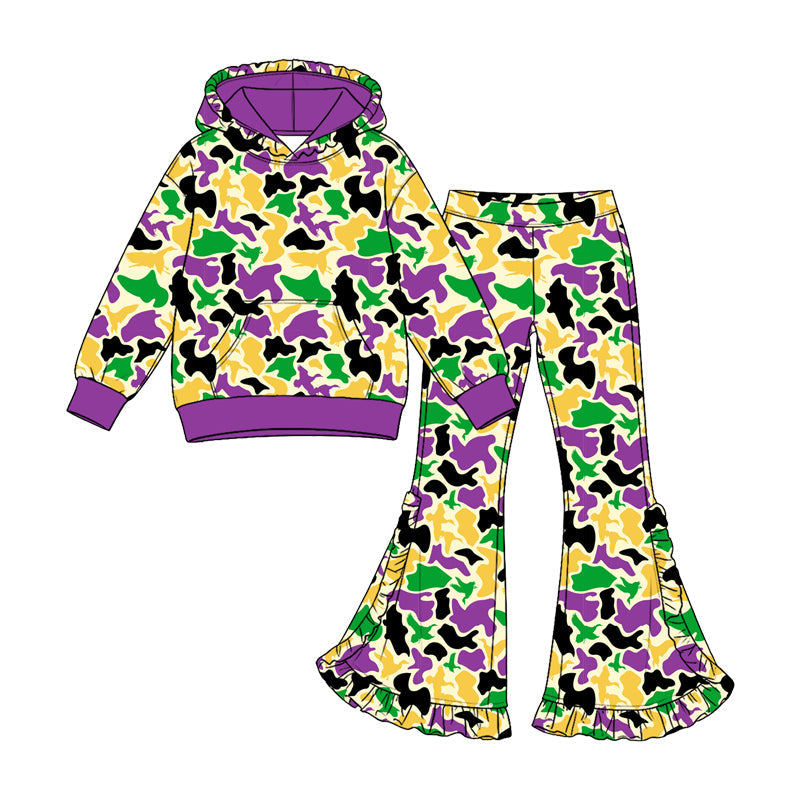 Preorder MOQ 5 pcs Each Style Mardi Gras Camo Ruffles Kids Matching Clothes 202609