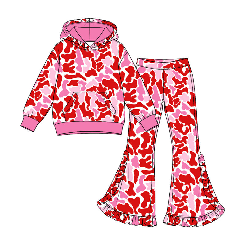 Preorder MOQ 5 pcs Each Style Valentine's Day Camo Ruffles Kids Matching Clothes 202609