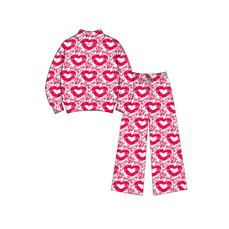 Preorder MOQ 5 pcs Each Style Valentine's Day Love Middle Neckline Kids Matching Clothes 202609