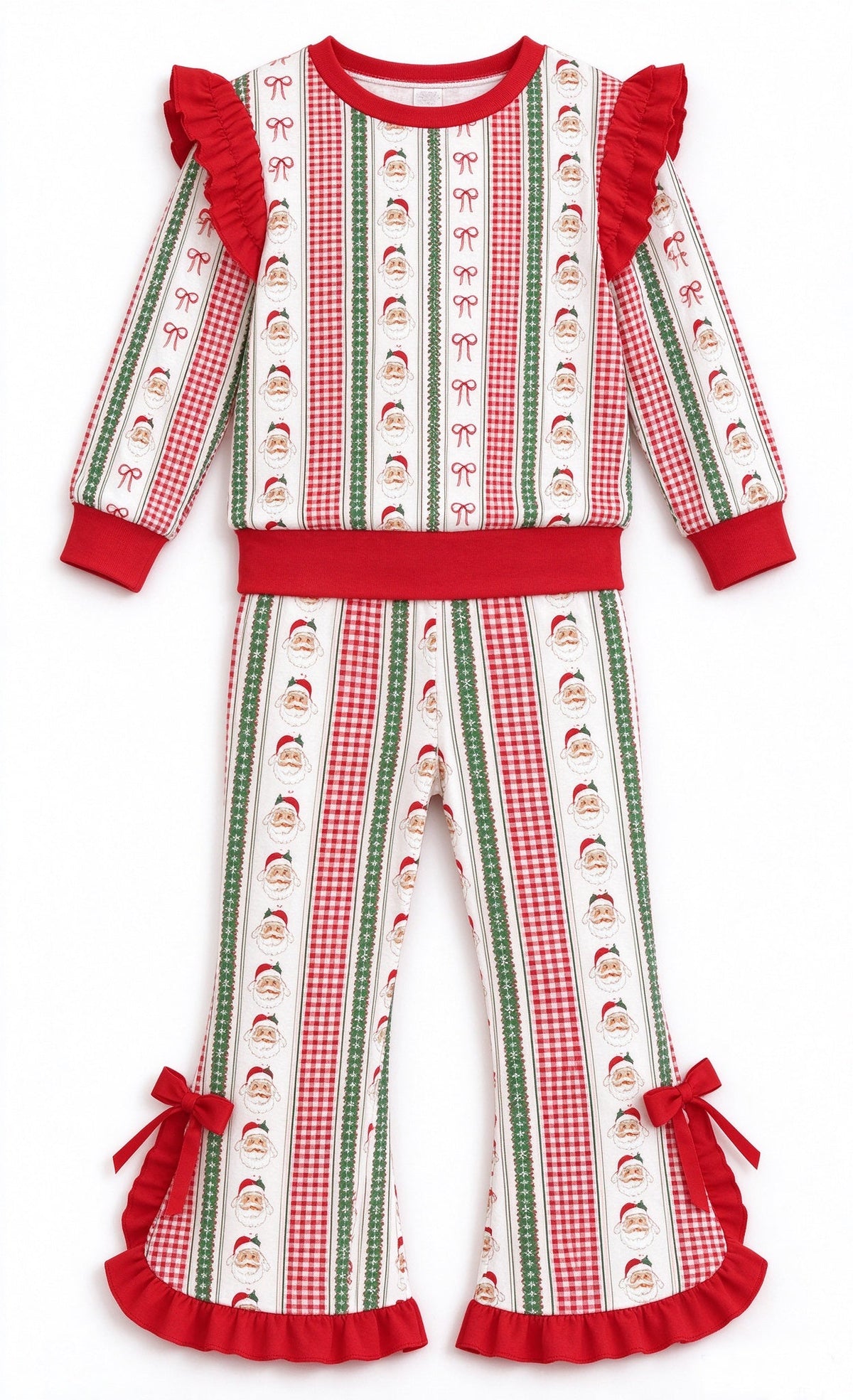 Preorder MOQ 5 pcs Each Style Christmas Santa Ruffles Kids Matching Clothes
