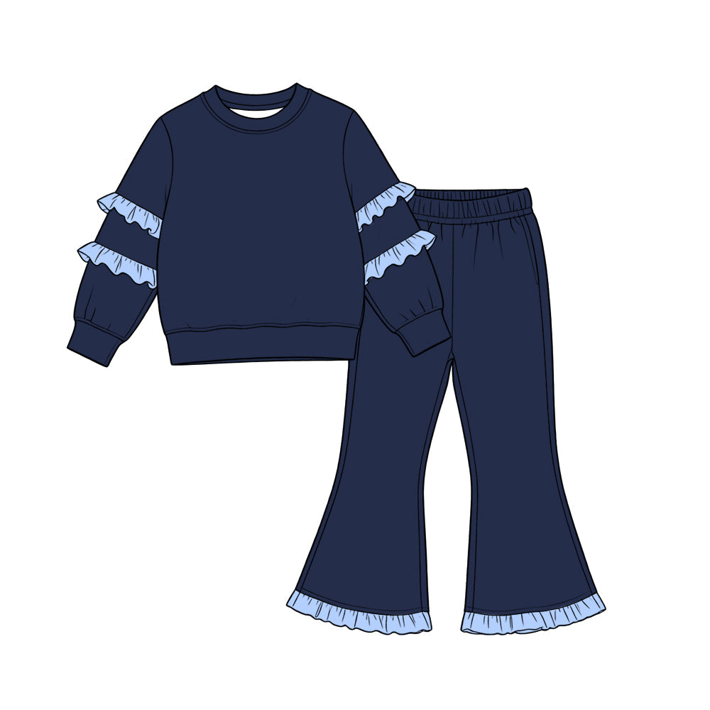 Preorder MOQ 5 pcs Each Style Solid Color Ruffles Kids Matching Clothes