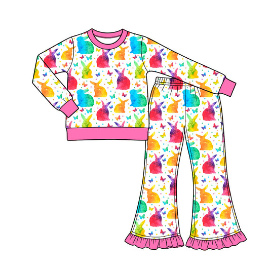 Preorder MOQ 5 pcs Each Style Easter Bunny Butterflies Rose Red Kids Matching Clothes
