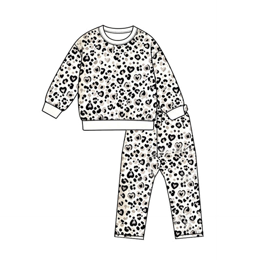 Preorder MOQ 5 pcs GLP3993 Love Leopard Gray Girls Set