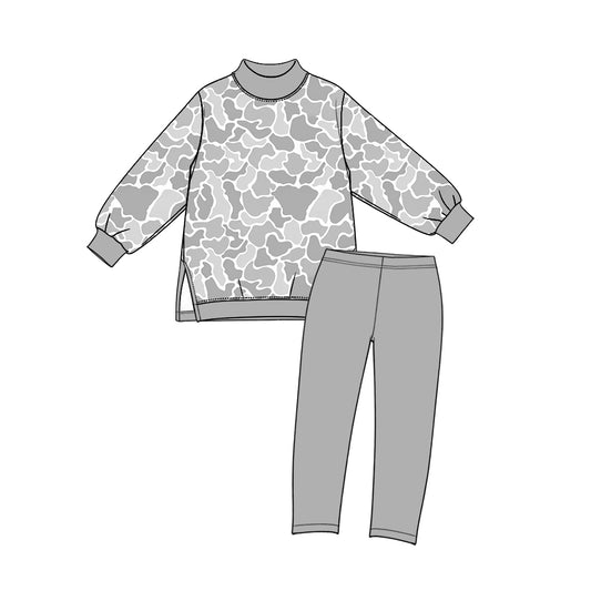 Preorder MOQ 5 pcs GLP3994 Hunting Camo Gray Yoga Girls Set