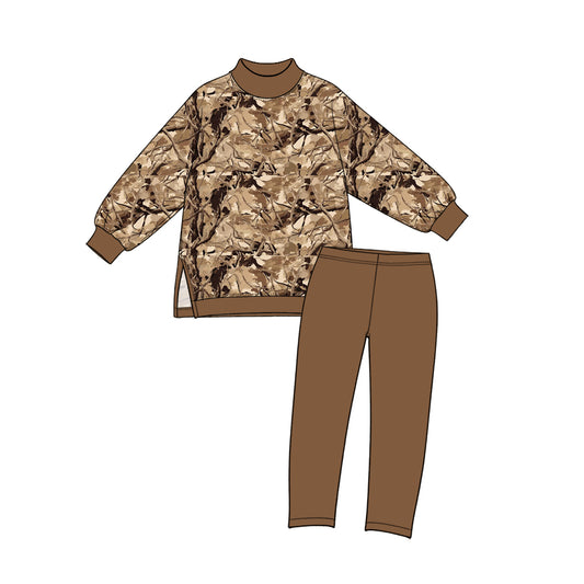 Preorder MOQ 5 pcs GLP4000 Hunting Leaves Brown Yoga Girls Set