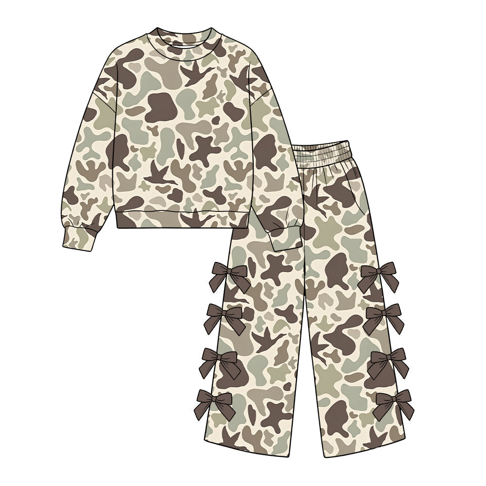 Preorder MOQ 5 pcs Each Style Mallard Ducks Camo Bows Kids Matching Clothes