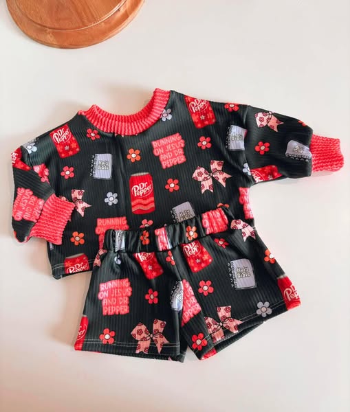 preorder GLS0011 running letter black rose red long sleeve top shorts sets girls boutique outfits 202503
