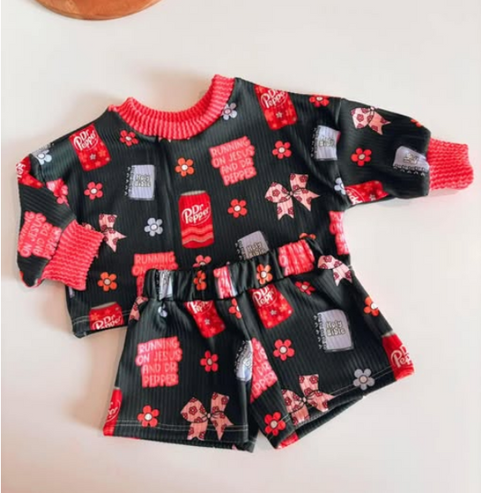 preorder GLS0011 running letter black rose red long sleeve top shorts sets girls boutique outfits 202503
