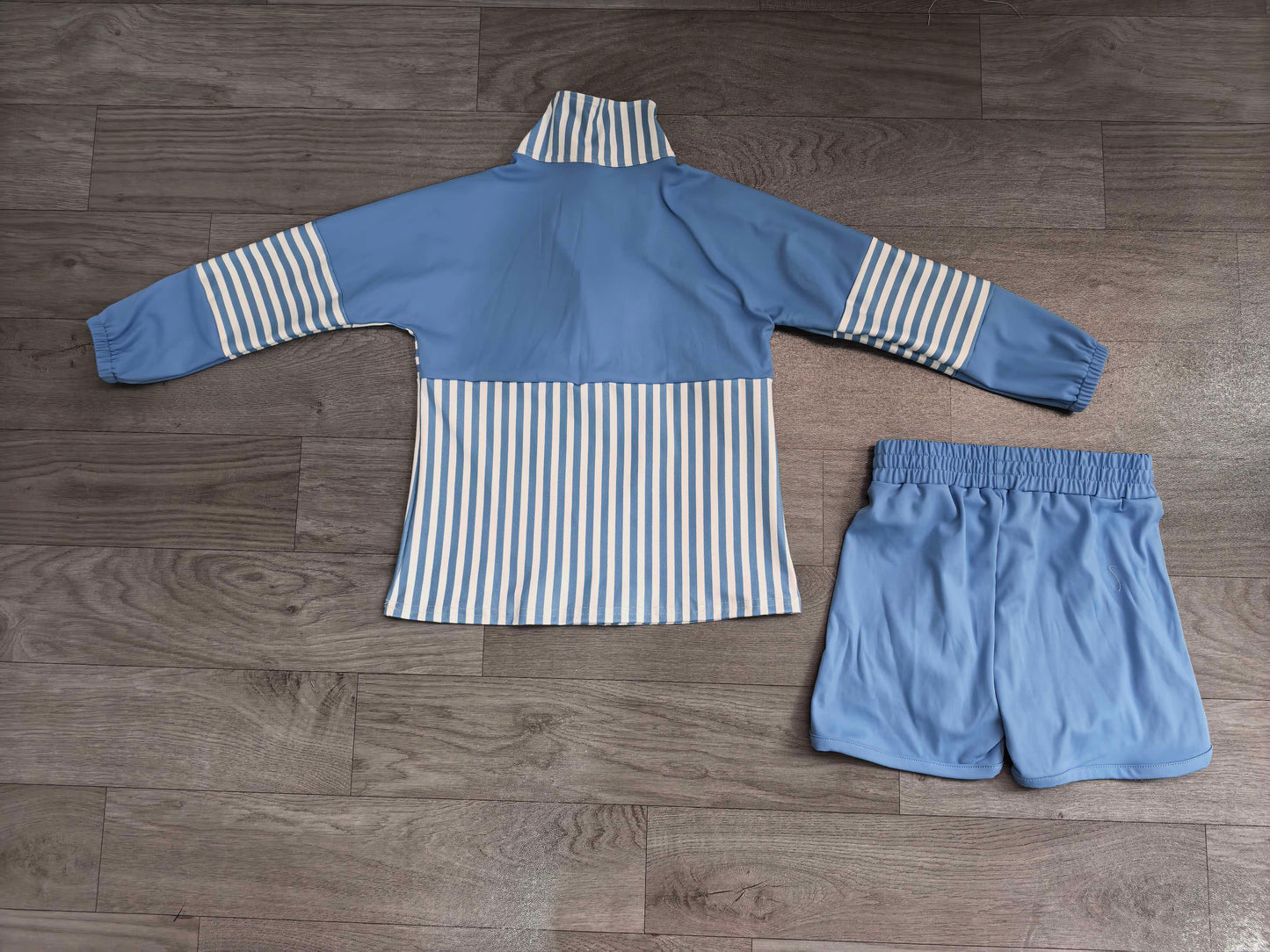 no MOQ GLS0111 pre-order toddler girl clothes blue stripe girl summer set-real pic 2026.8.22