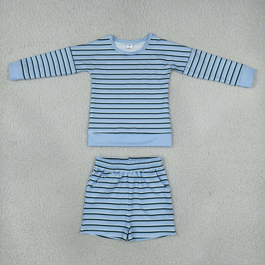 GLS0133 Solid Color Stripe Yoga Girls Shorts Set