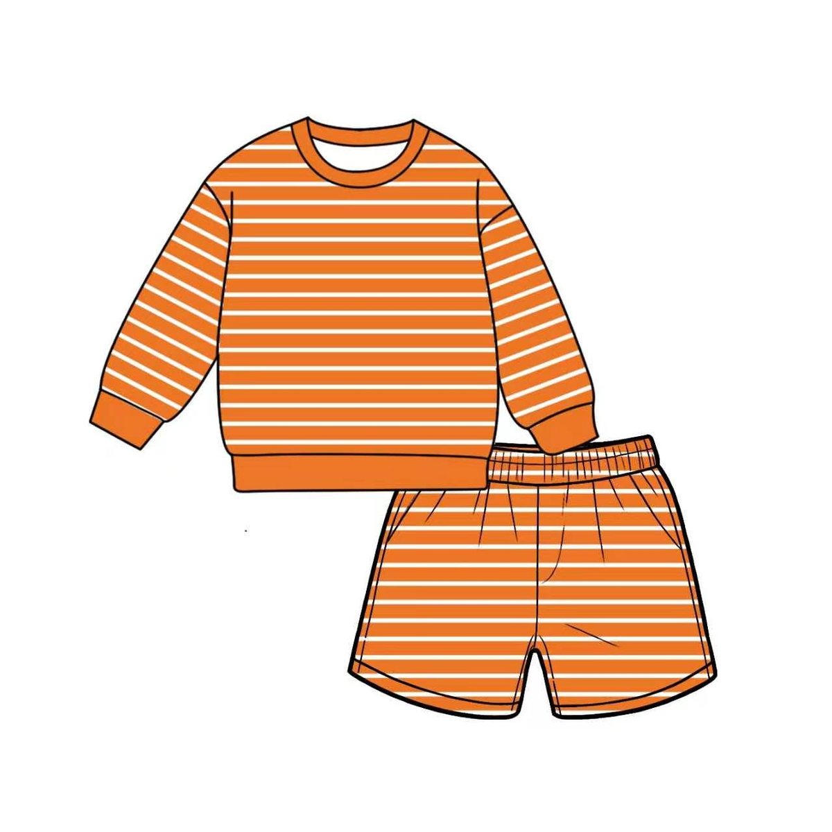 Preorder MOQ 5 PCS GLS0144 Adult Female Orange Stripe Long Sleeve Shorts Yoga Sets 202607