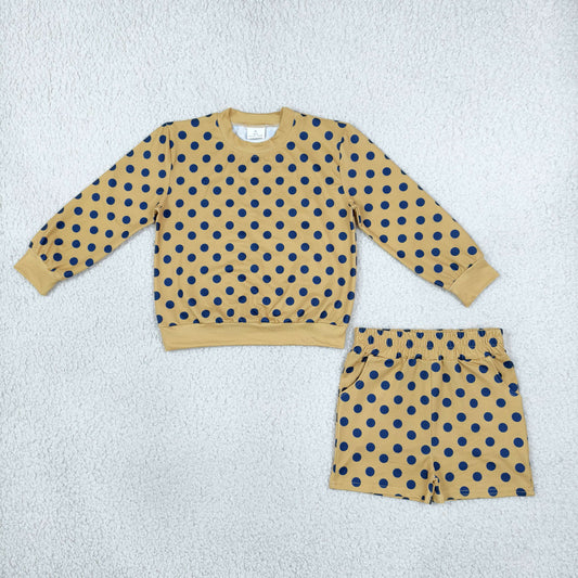 GLS0205 Dots Orange Girls Shorts Set