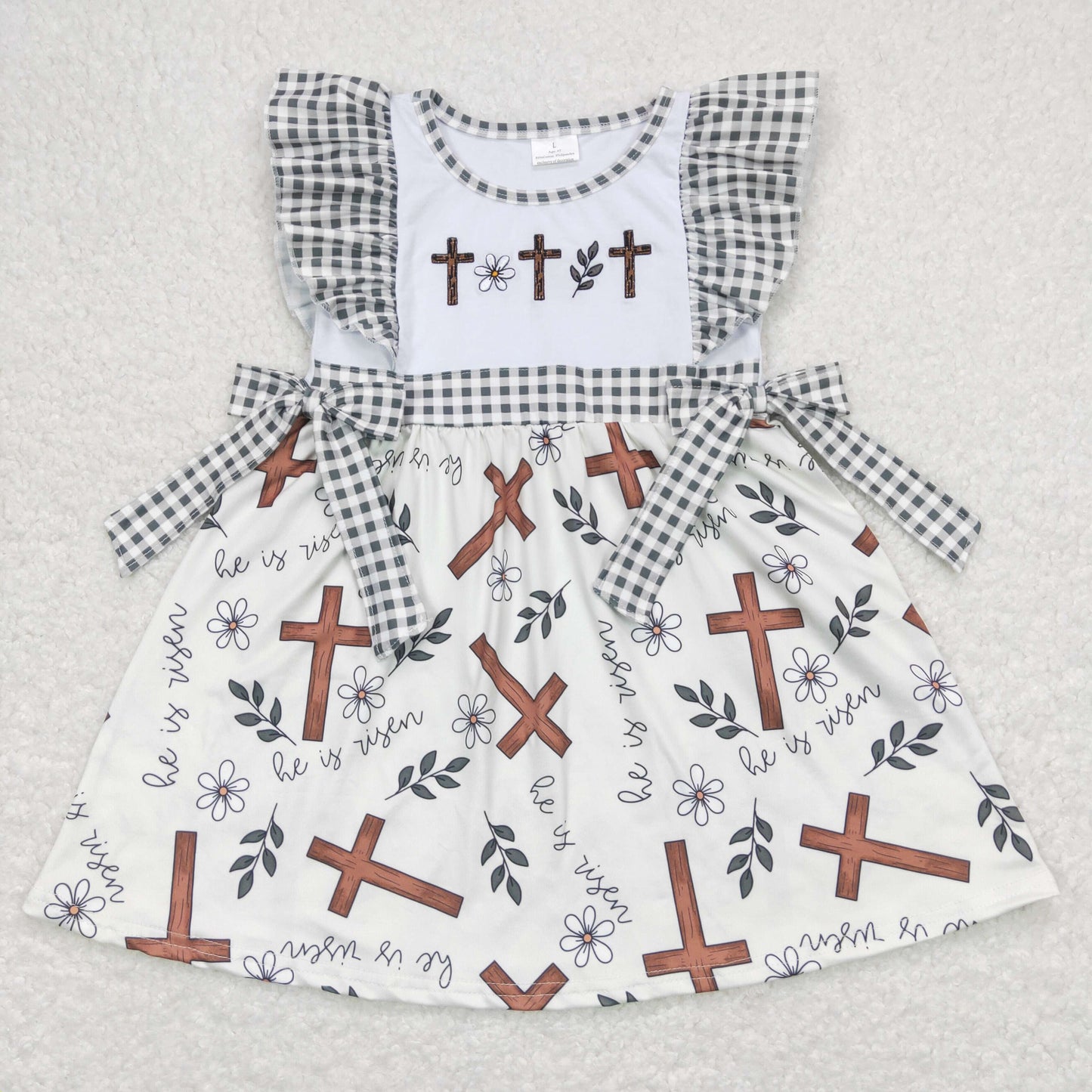 GSD0680 Grey Check Cross Pattern Outfit Girls boutique sleeveless dress outfit 202501