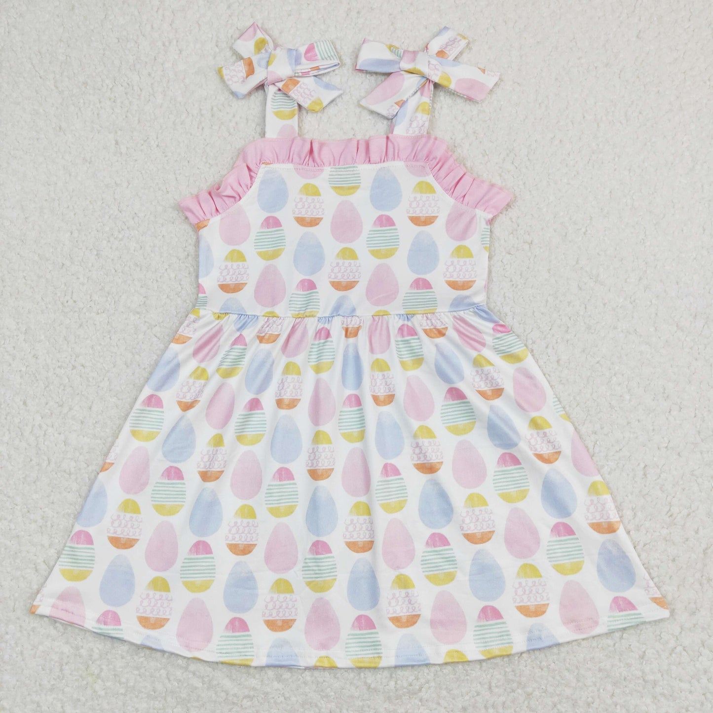 GSD0754 Easter Eggs Pink Ruffle Halter Dresses for Girls RTS 202508