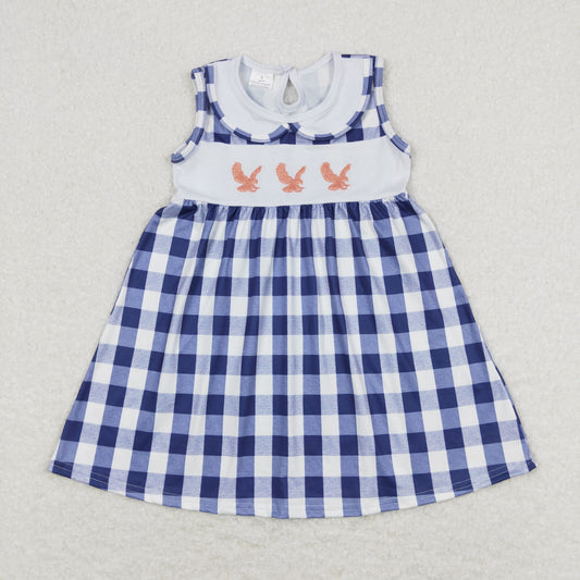 GSD0802 Embroidered Blue Plaid Doll Collar Sleeveless Girls Dresses RTS 202508