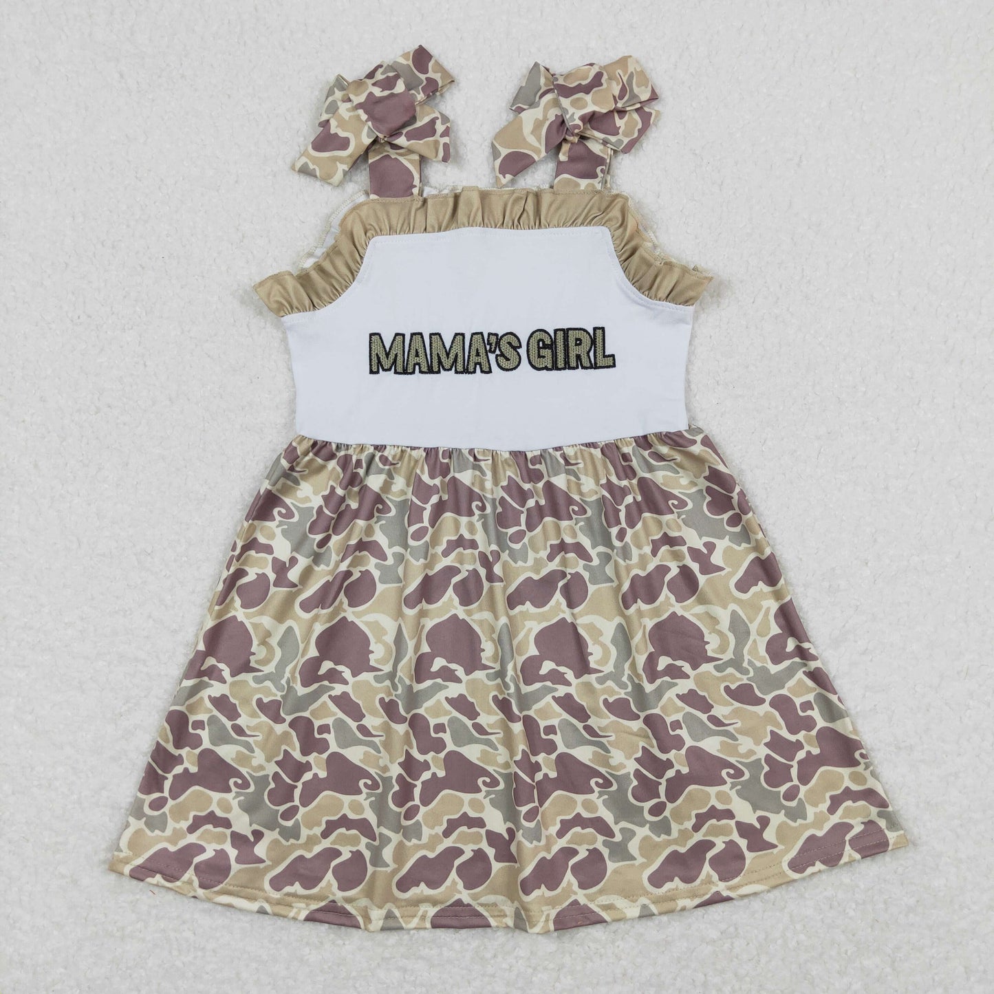 GSD0810 Mama's Girl Brown Camo Ruffle Sleeveless Dress Boutique Girls Outfits 20240401 RTS