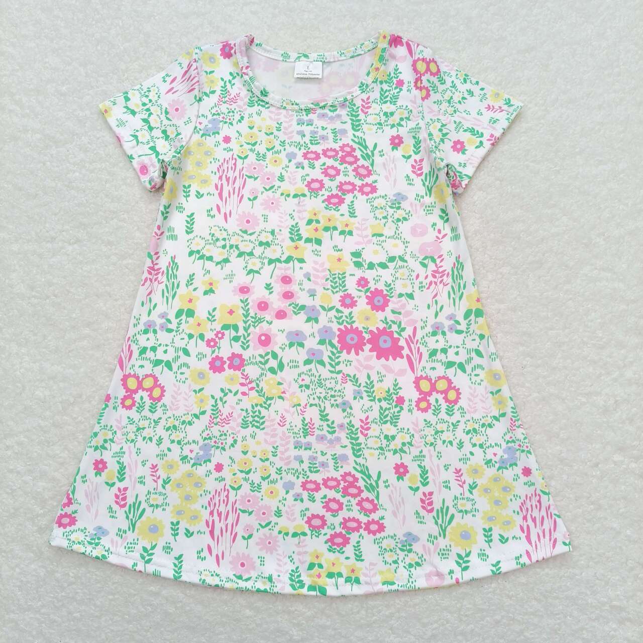 GSD0823 Flower Leaf White Short Sleeve Dresses for Girls RTS 202508