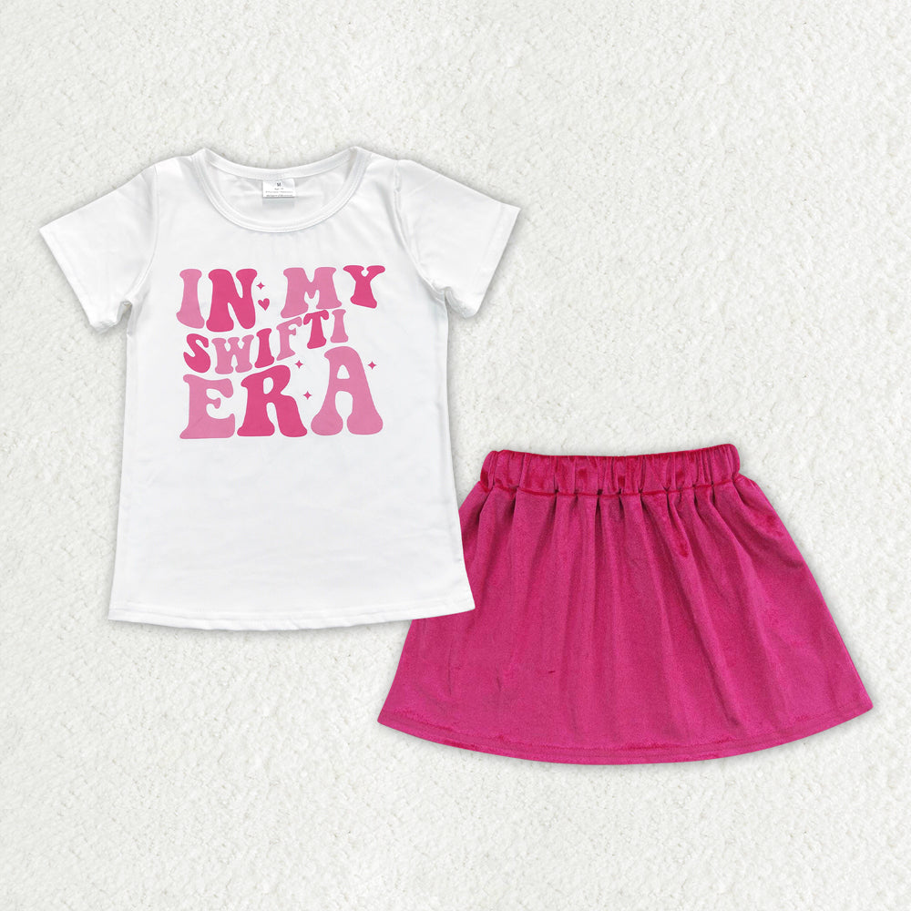 GLD0851 2pcs Swift Era Pink Skirt Dresses Girls Short Sleeve Shorts Outfits