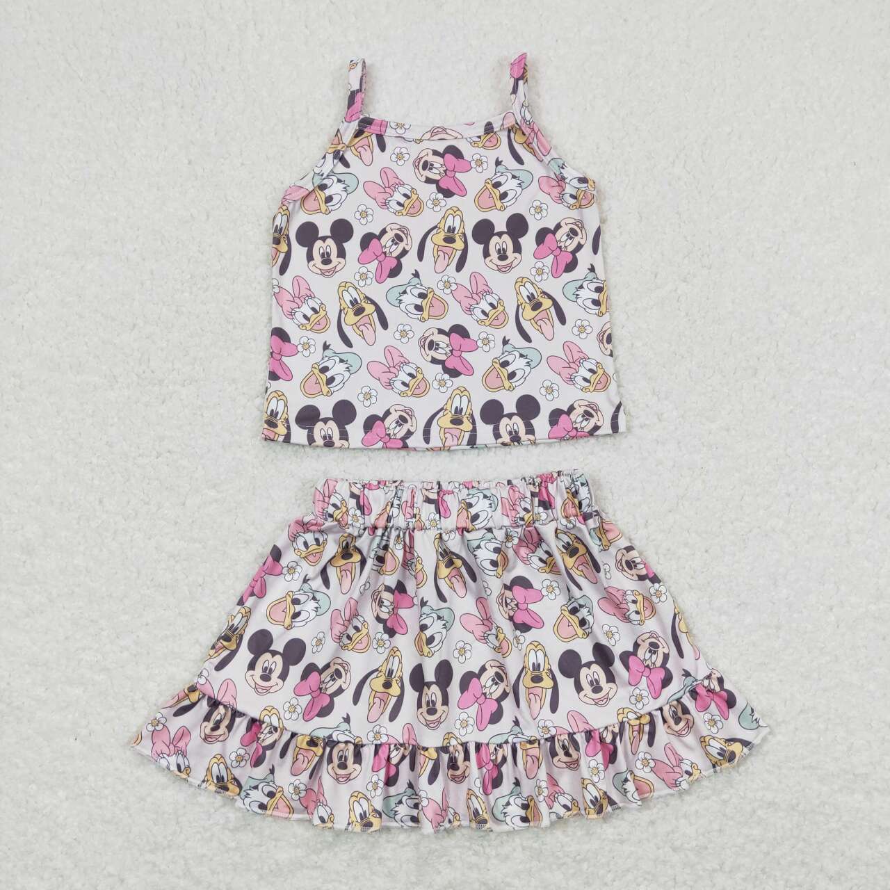 GSD0872 Cartoon Mickey Minnie Donald Duck Vest Skirt Girls Set RTS 202508