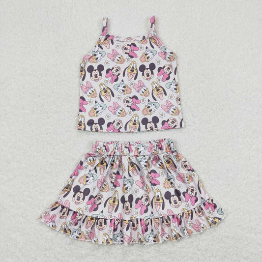 GSD0872 Cartoon Mickey Minnie Donald Duck Vest Skirt Girls Set  RTS 202508