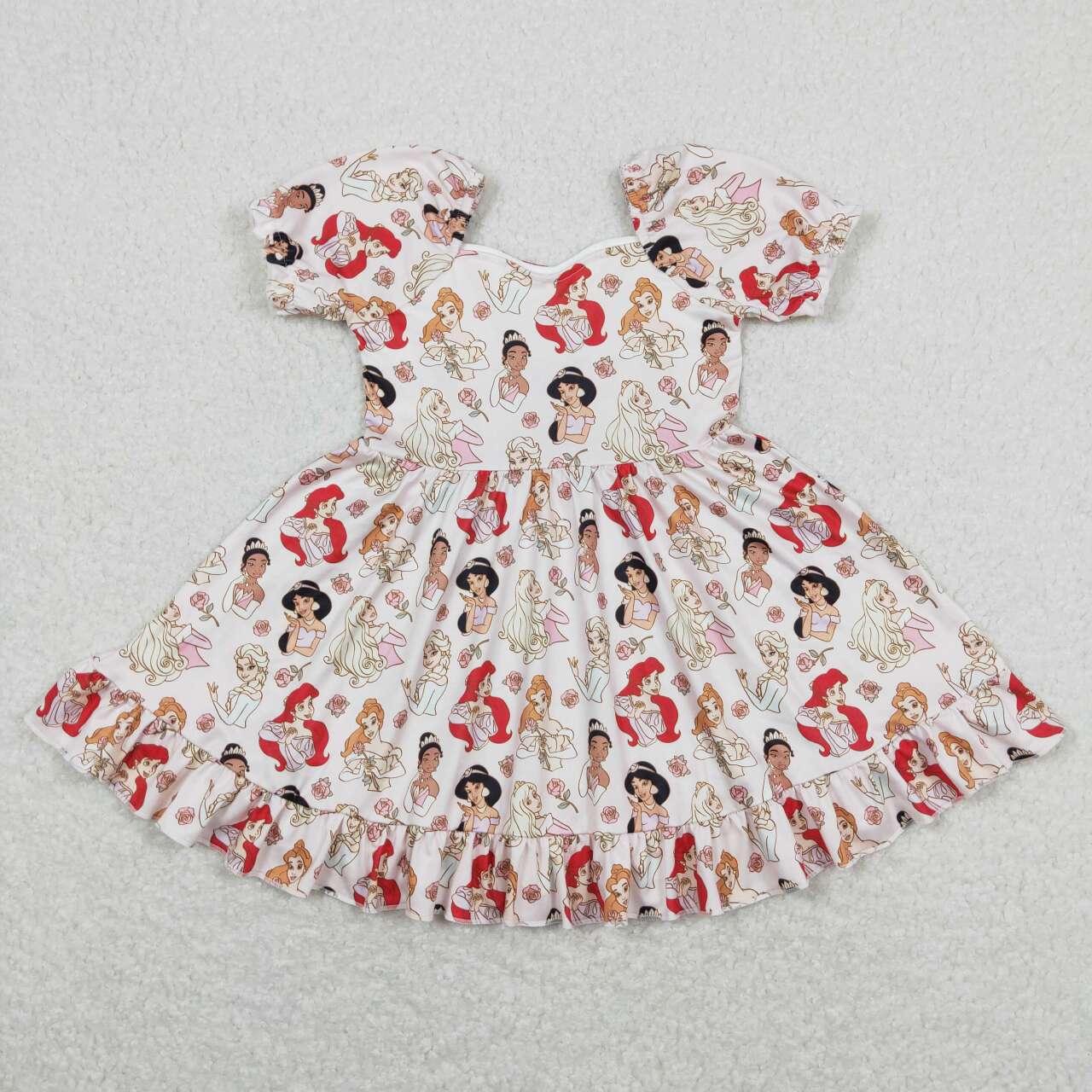 GSD0877 Disney Princess Floral Short Sleeve Dresses for Girls Set RTS 202508