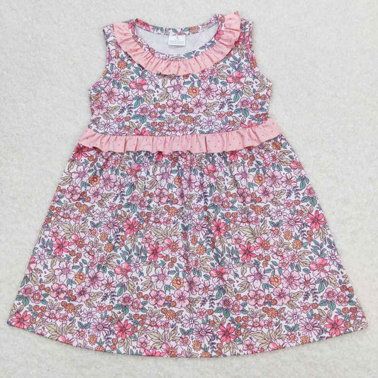 GSD0935 Floral Pink Ruffle Sleeveless Girls Dresses RTS 202508