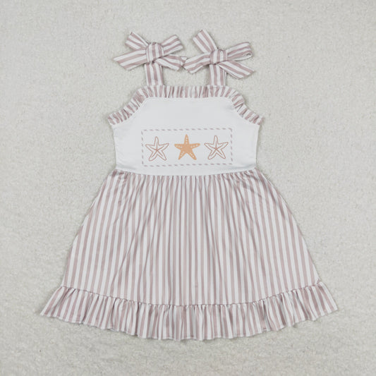 GSD1106 Starfish striped lace strap dress high quality wholesale kids party dress