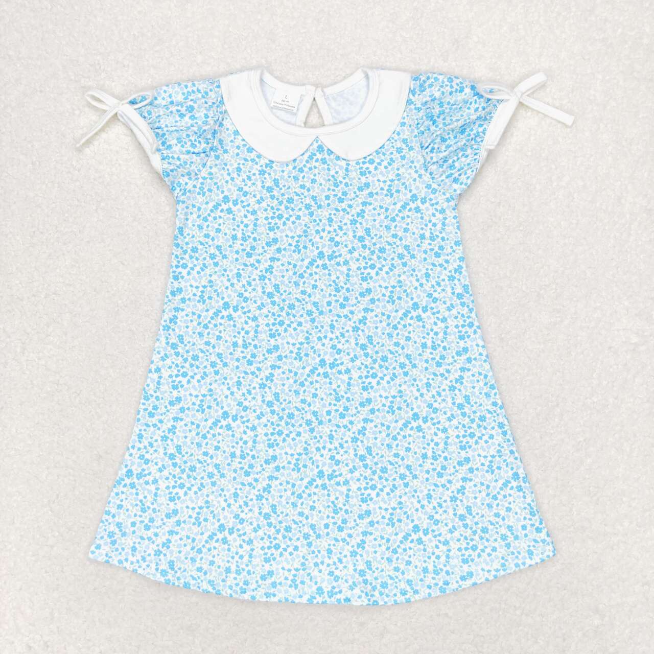 GSD1132 Blue floral doll collar short-sleeved dress High quality girls dresses 2-12 children clothing