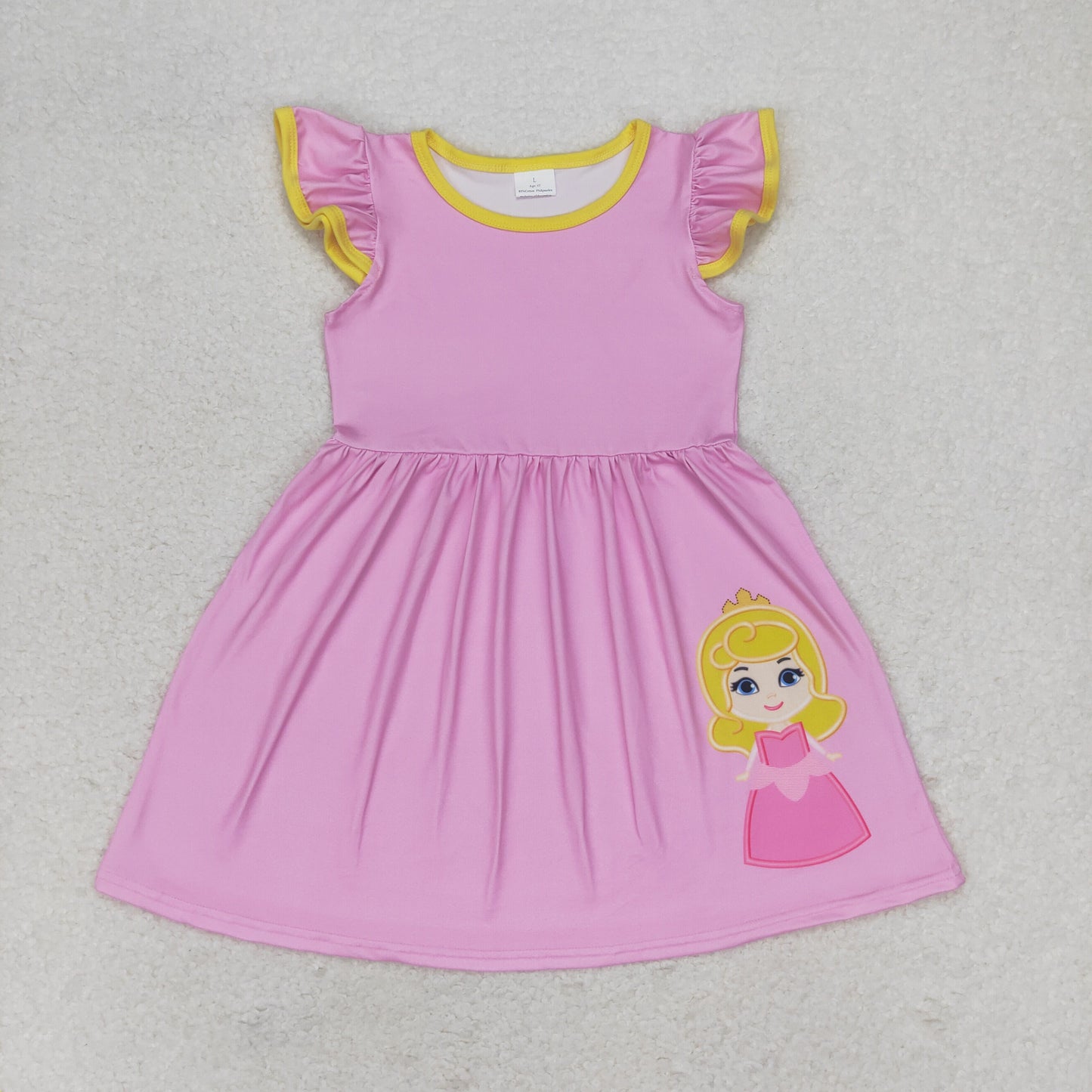 GSD1146 Princess pink flying sleeve dress high quality wholesale baby girl dresses 1 year