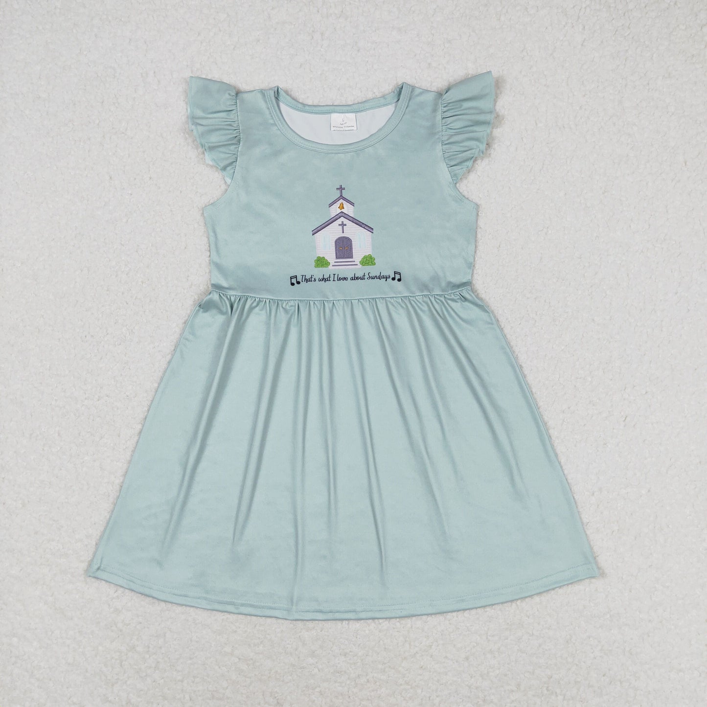 GSD1156 Church letter turquoise flying sleeve dress high quality wholesale party dresses for girls