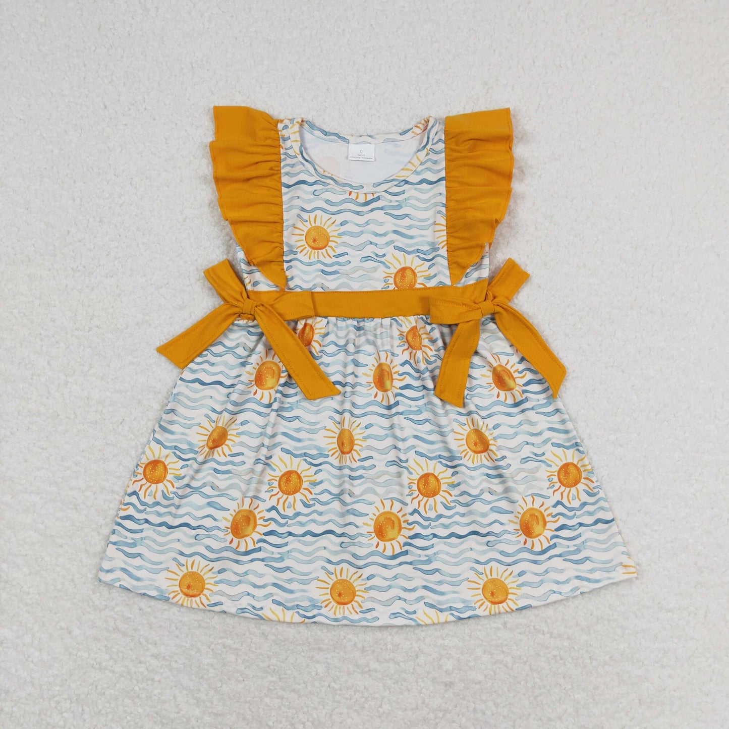 GSD1207 Sun Wave Orange Lace Flying Sleeve Dresses for Girls RTS 202509