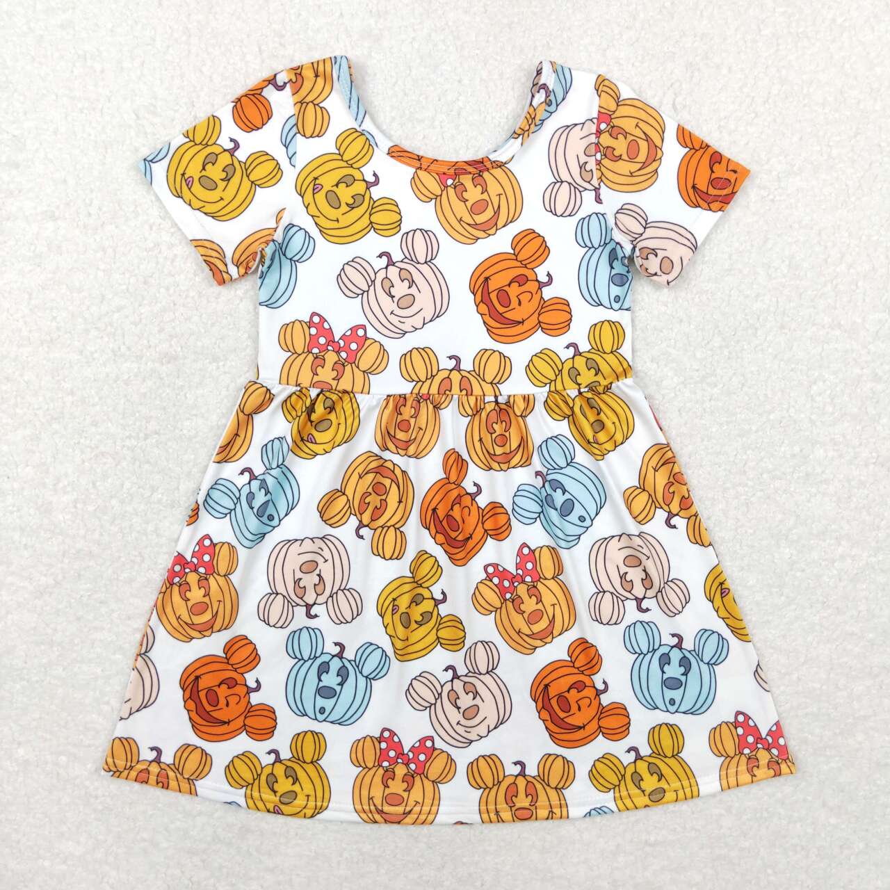 GSD1367 RTS Mickey Jack-o '-lantern white short-sleeved dress