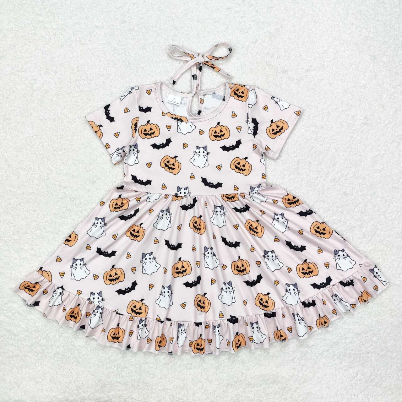 GSD1375 Ghost Kitten Pumpkin Bat short-sleeved dress