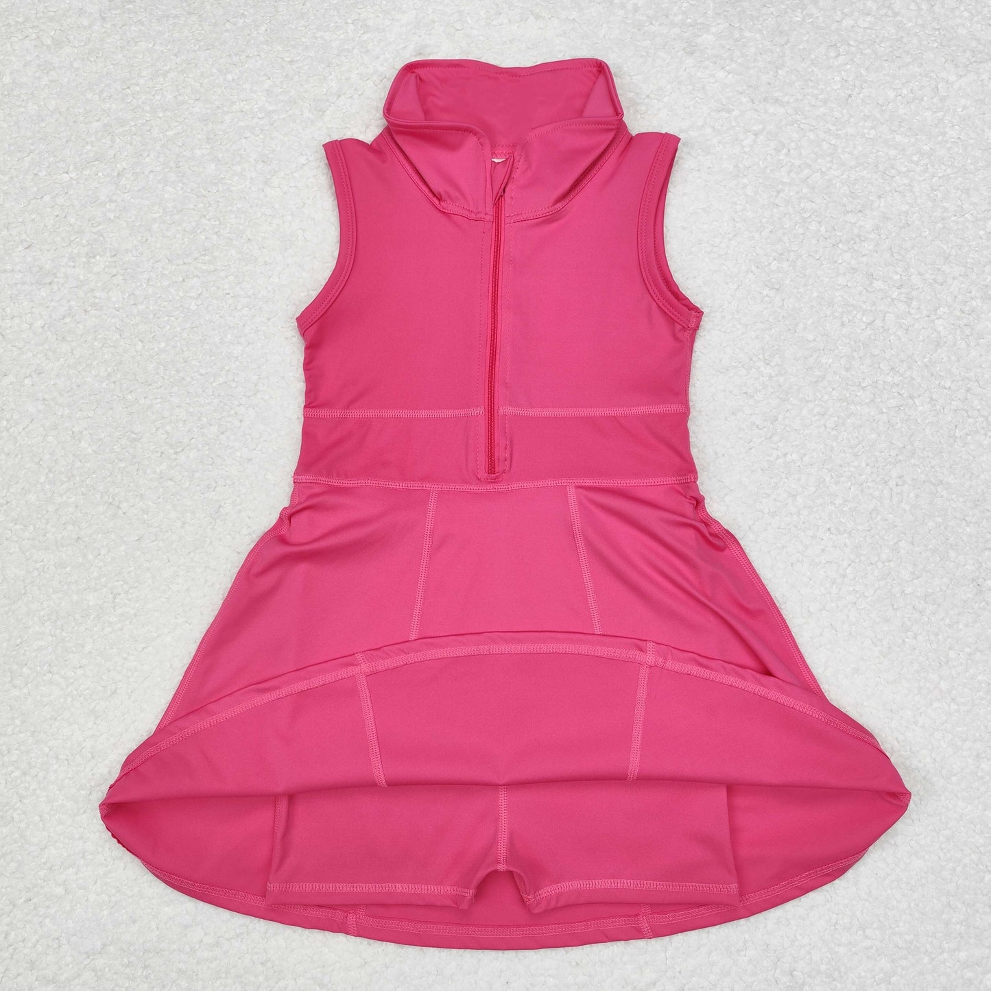 GSD1379 Solid rose zipper yoga dress sleeveless dress