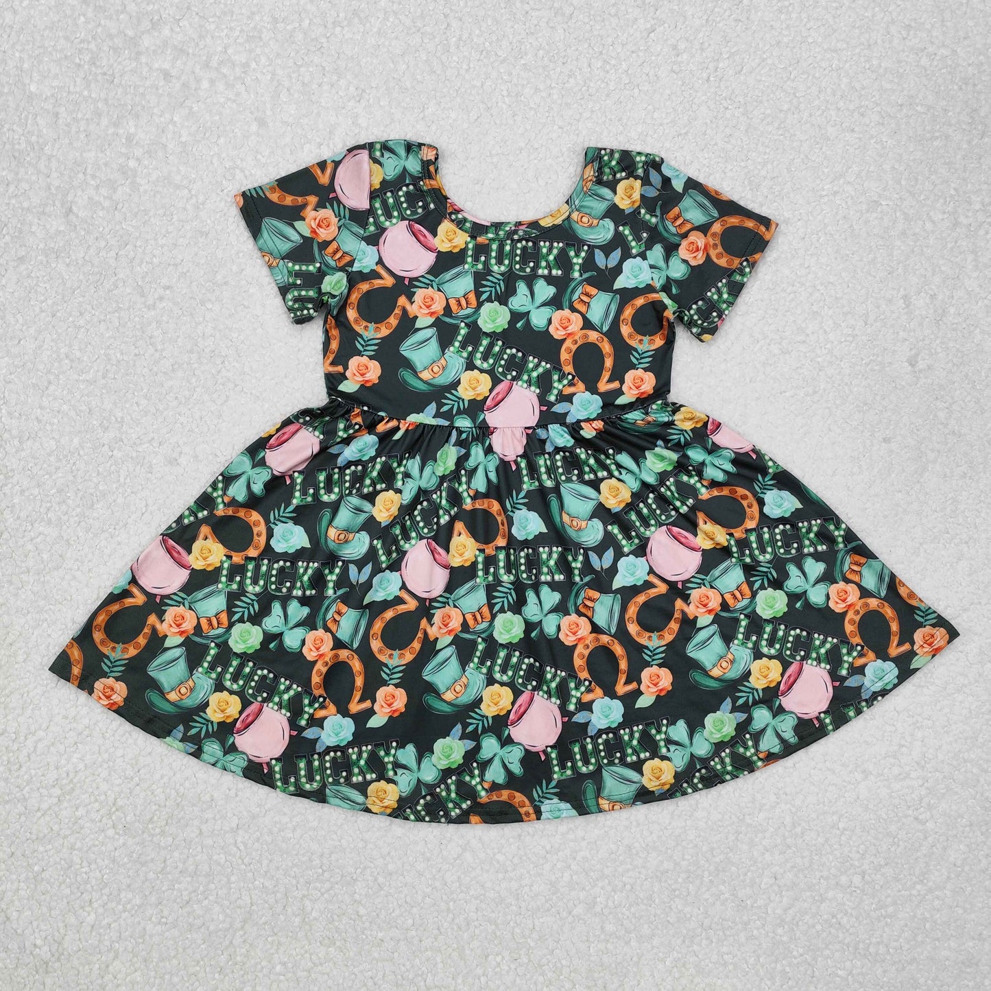GSD1450 Girls short Sleeve Dresses Mardi Gras outfits 202412RTS