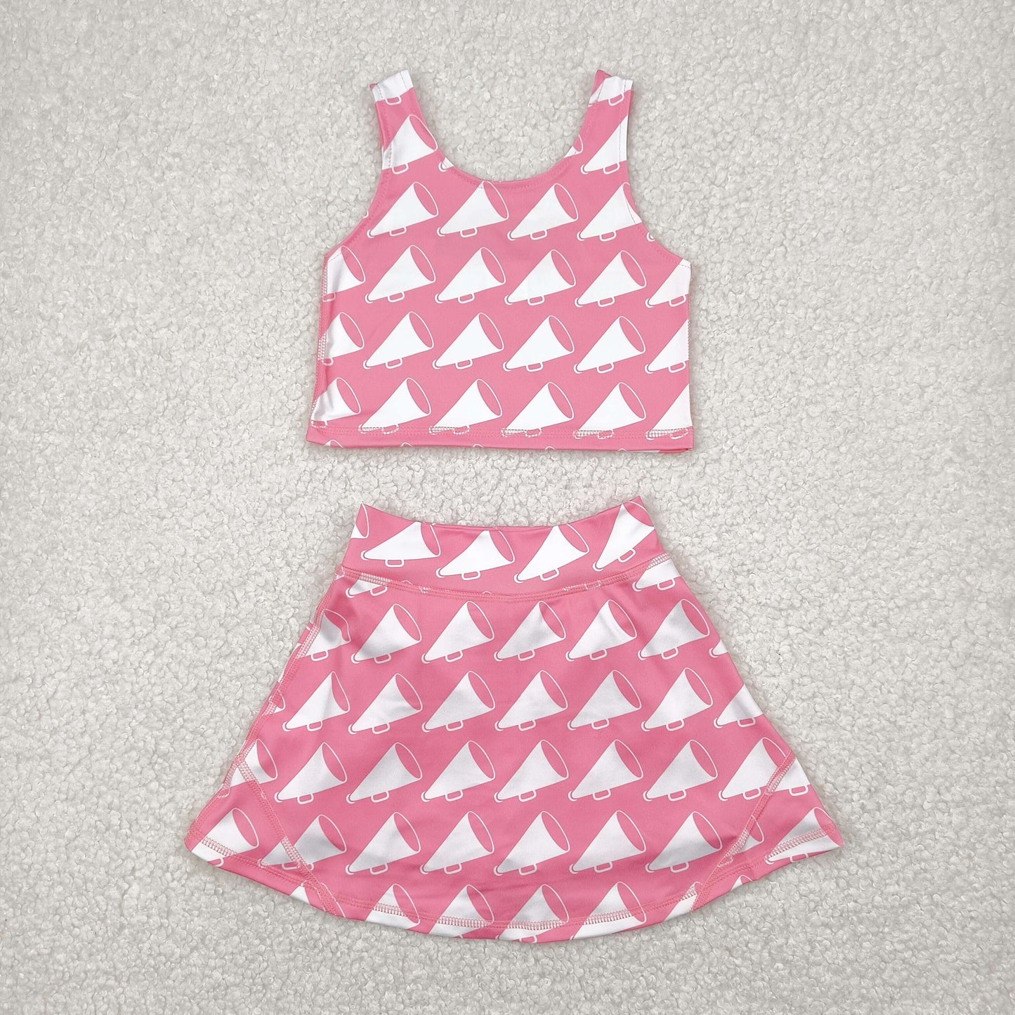 GSD1467 Yoga outfit loudspeaker pink sleeveless top skirts shorts 2 pieces set Girls Boutique outfit 202504 RTS