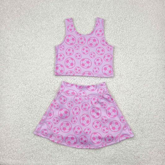 GSD1468 Yoga Wear Football Pure Rose Pink Sleeveless Skirts Shorts Set Girls Boutique Outfit 202504 RTS