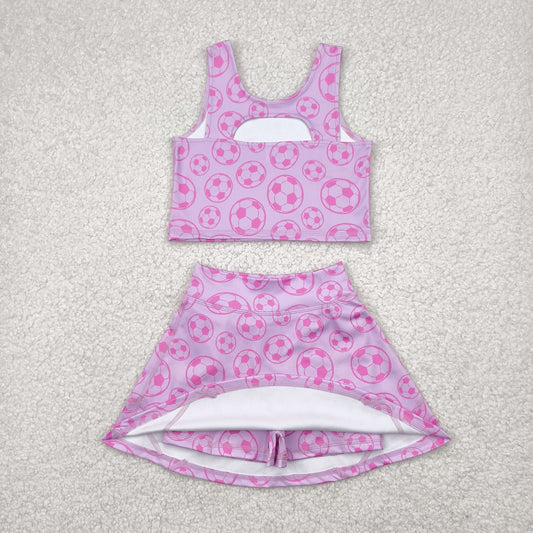 GSD1468 Yoga Wear Football Pure Rose Pink Sleeveless Skirts Shorts Set Girls Boutique Outfit 202504 RTS