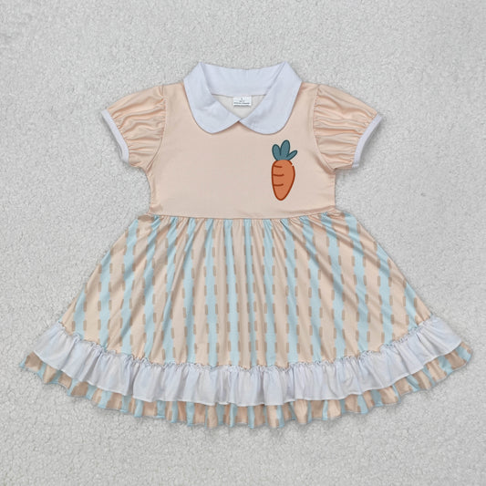 GSD1566  Easter boutique outfit baby girls short sleeve dress with bunny outfits 202501
