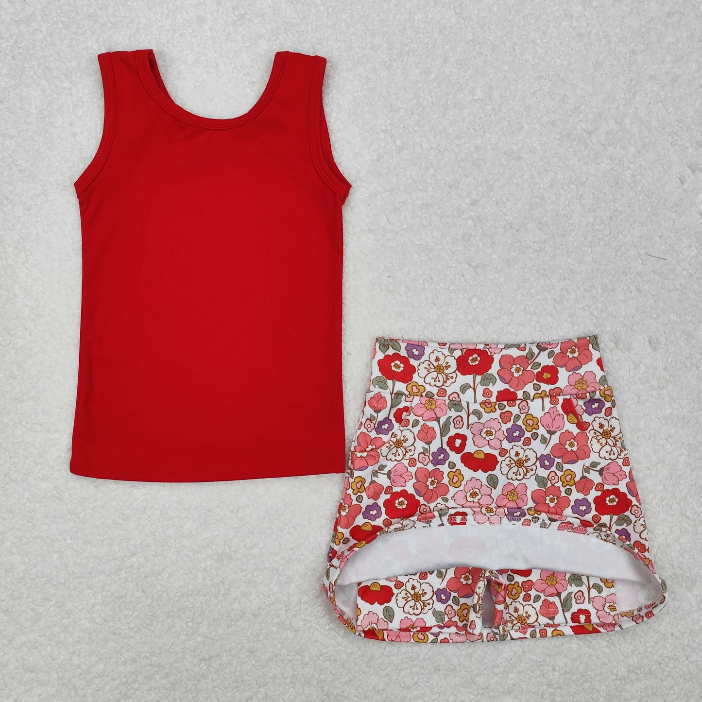 GSD1598 Valentines boutique outfit baby girls short sleeve top flower skirts summer 2025 outfits 202501