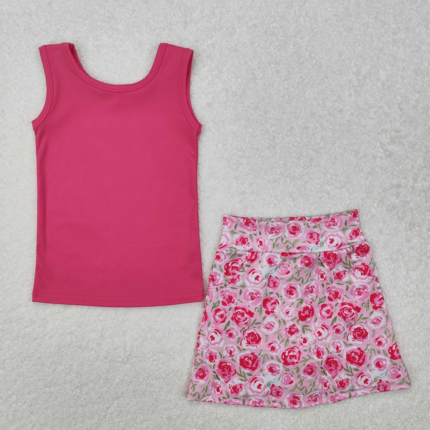 GSD1599 Rose Red Vest Flower Skirts with Culottes Boutique Outfit valentines girls boutique outfit 202501