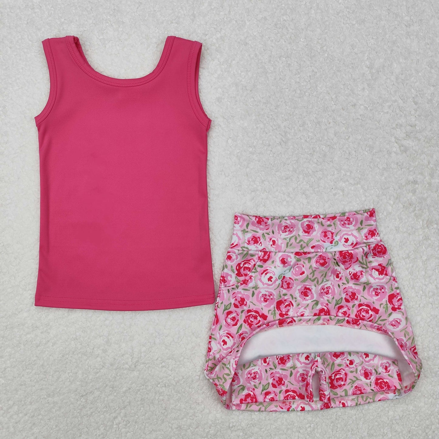 GSD1599 Rose Red Vest Flower Skirts with Culottes Boutique Outfit valentines girls boutique outfit 202501