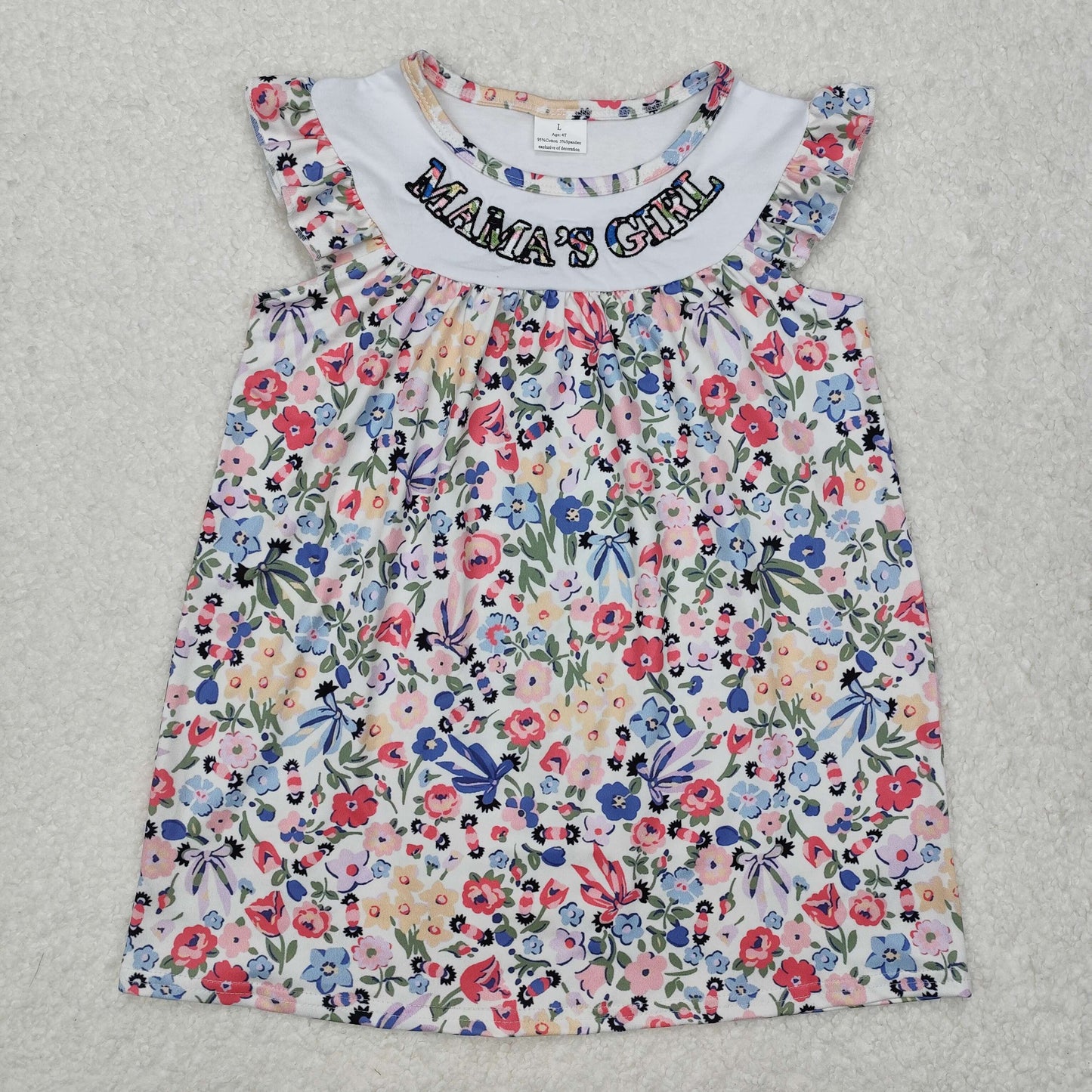 GSD1658 Embroidered MAMA’S Girls Valentines Flower boutique outfit baby girls sleeveless dress outfits 202501